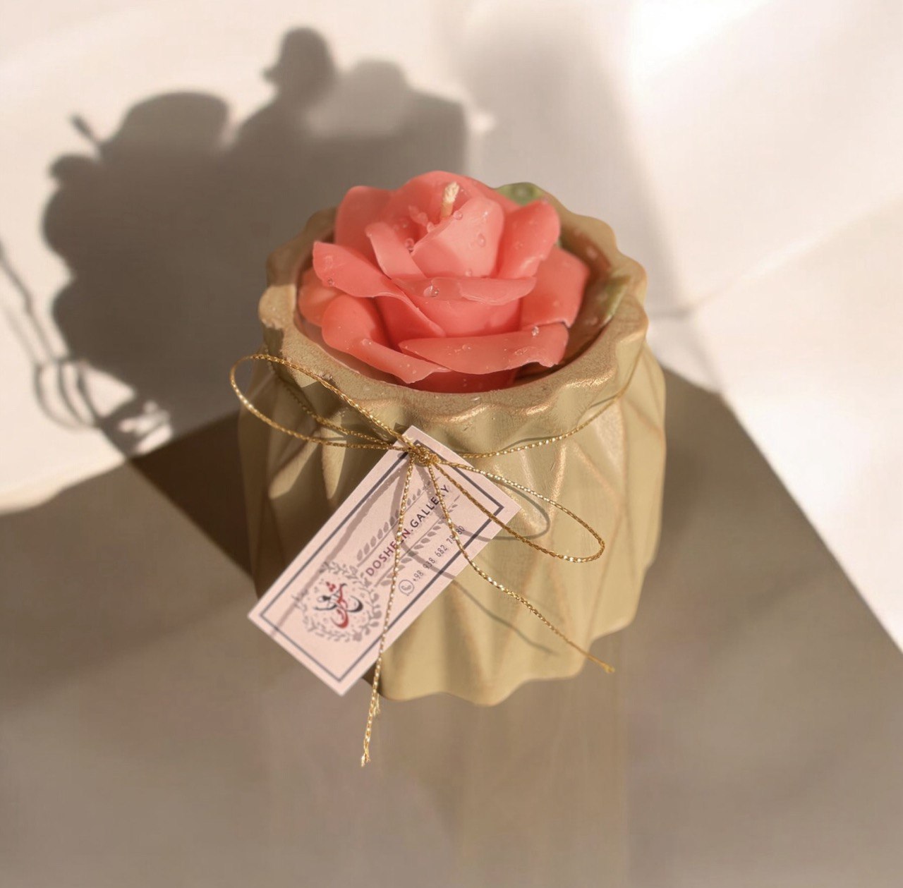 شمع رز صورتی دستساز