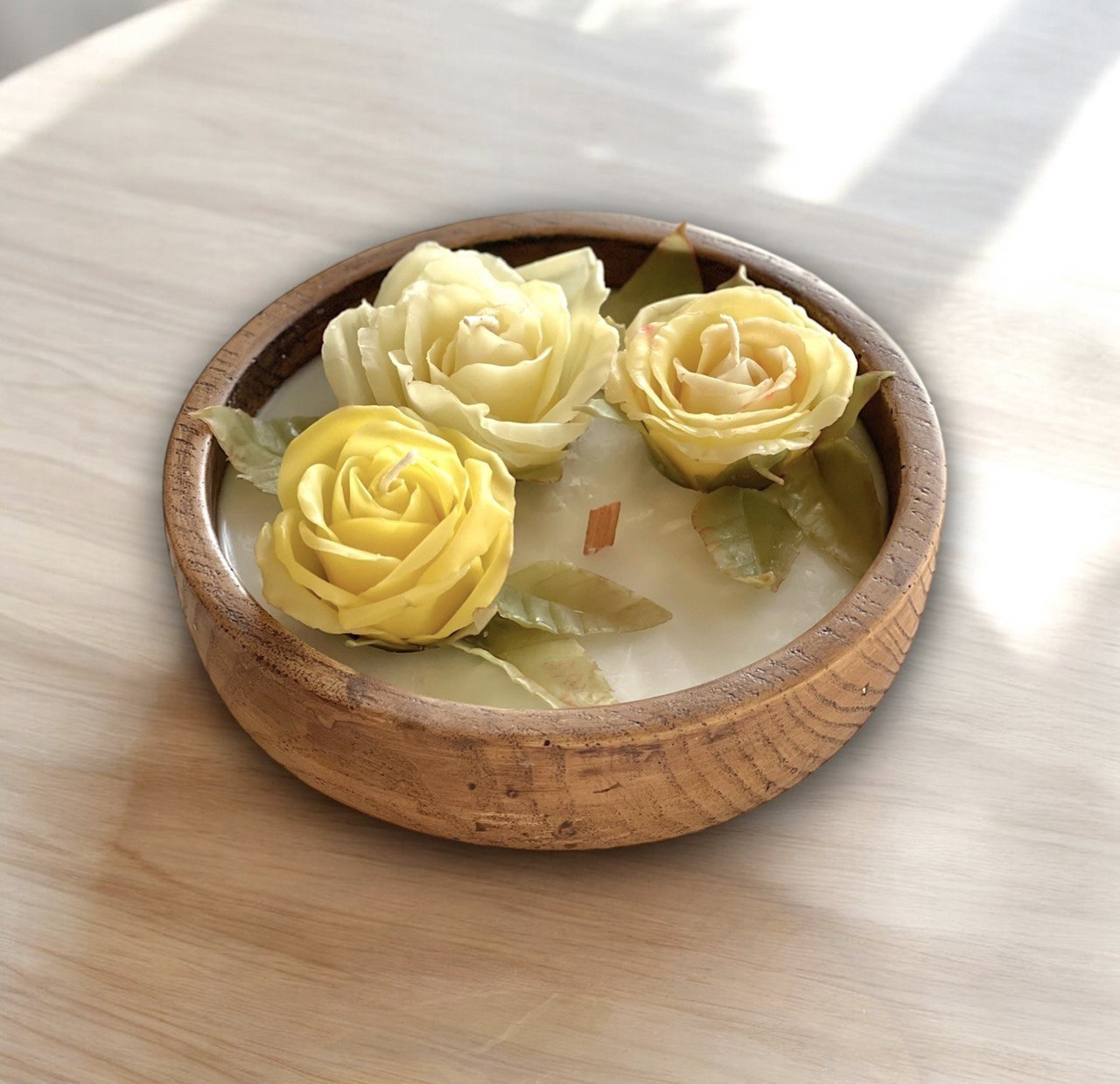 شمع رز زرد دستساز